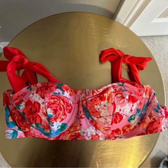 Xhilaration Red and Pink Floral Tie Strap Bikini Top (L) and Bottoms (S) - Picture 9 of 11